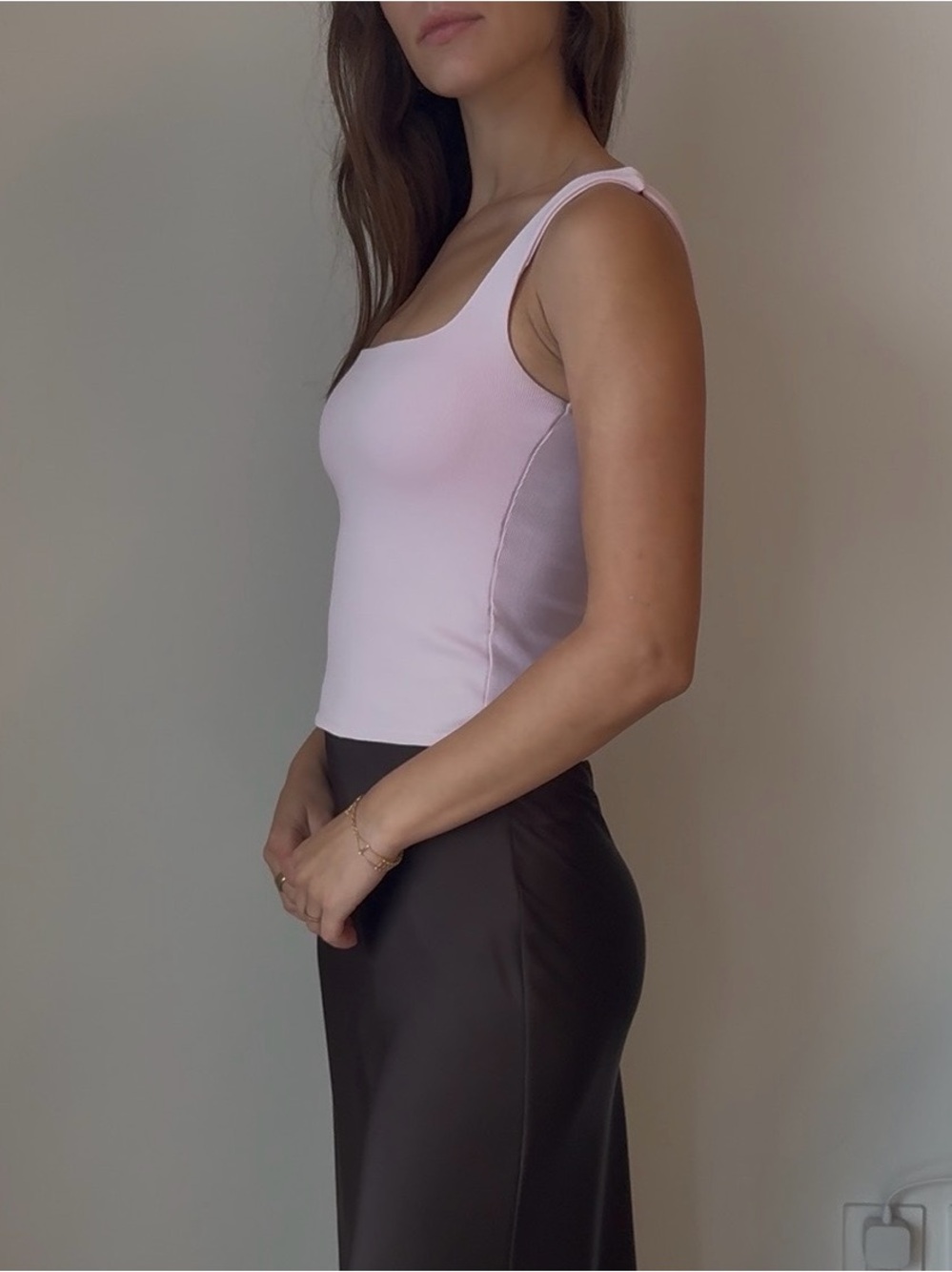 Soft Pink Square-Neck Ribbed Tank - Picture 2 of 5